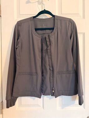 Vera Bradley Performance Scrub Jacket Gray XS Zip Front Cardigan